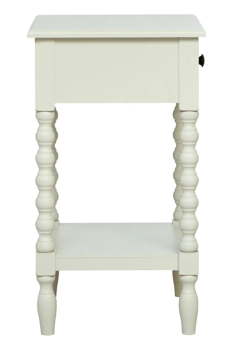 Heritage One Drawer Bobble Detail Ivory Wooden Bedside Table