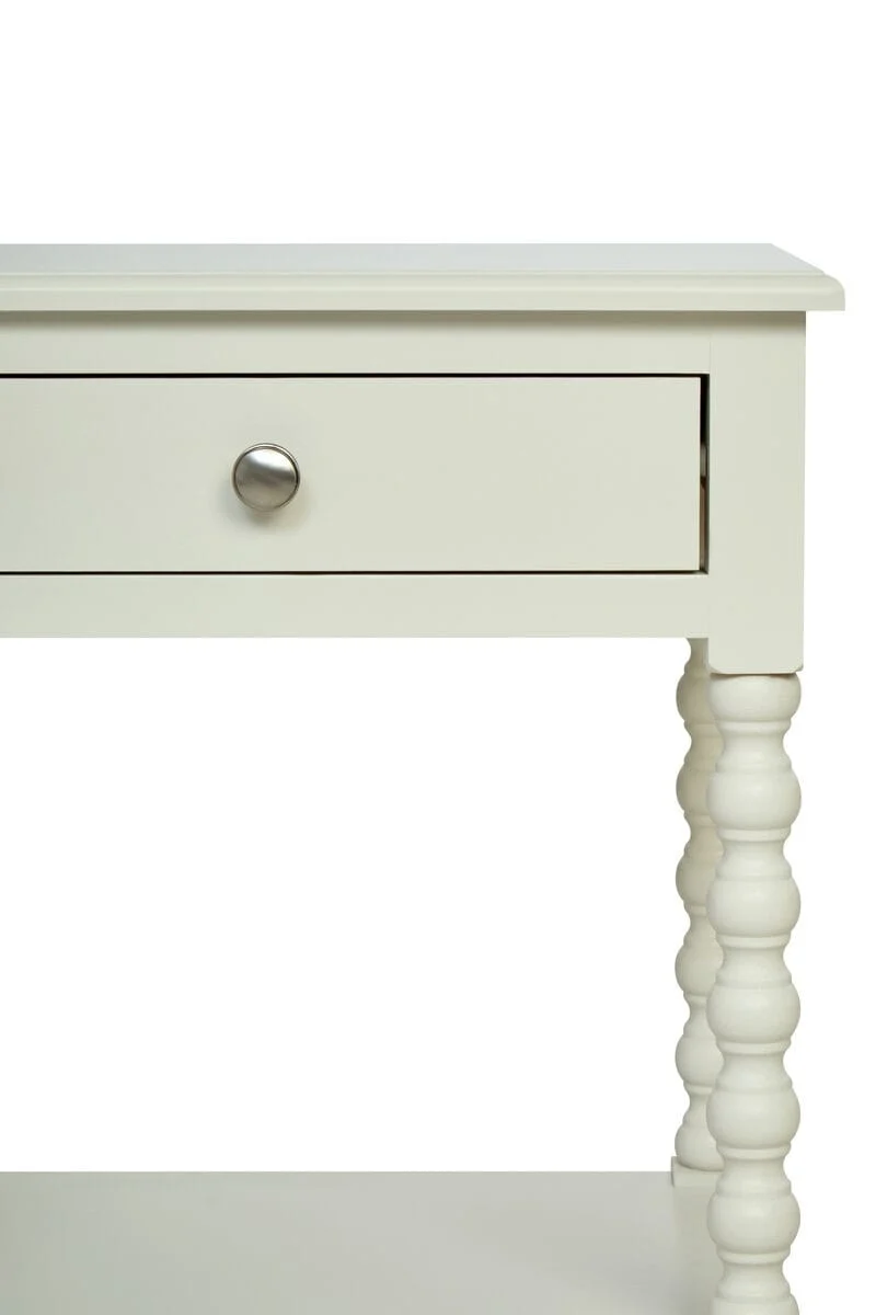 Heritage One Drawer Bobble Detail Ivory Wooden Bedside Table