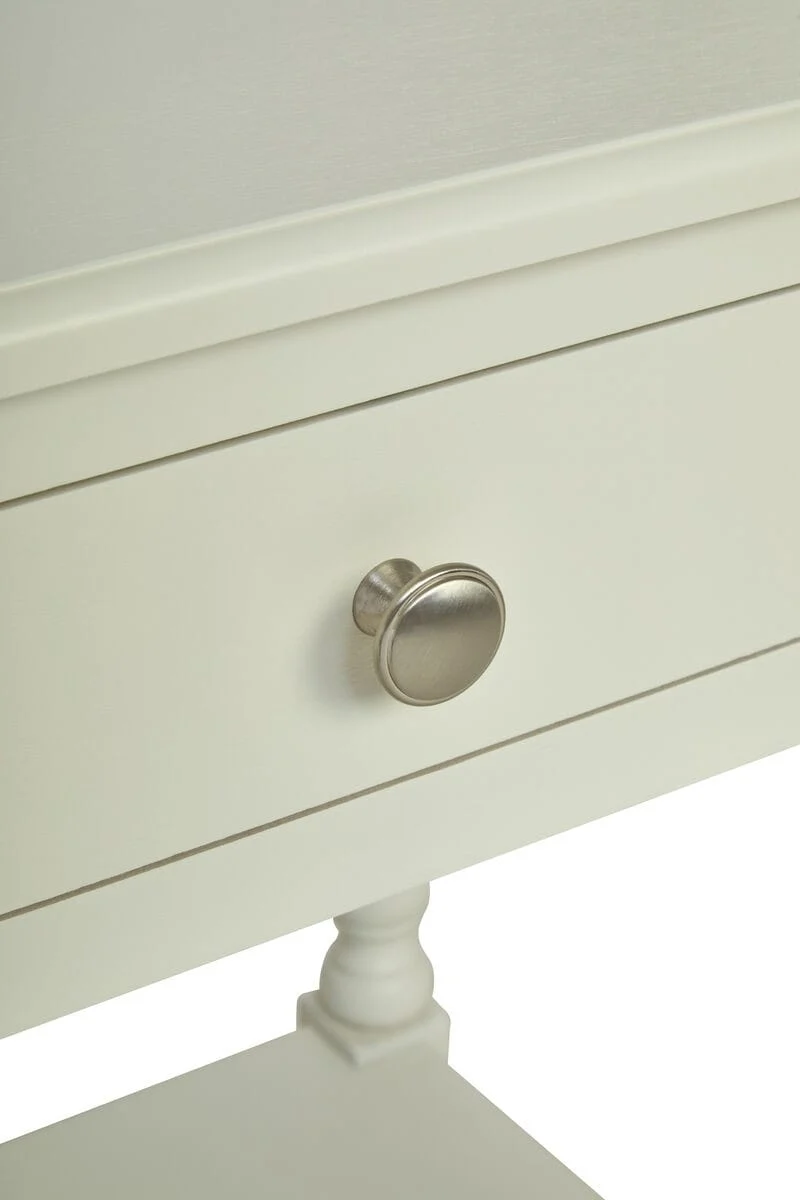 Heritage One Drawer Bobble Detail Ivory Wooden Bedside Table