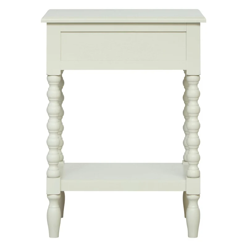 Heritage One Drawer Bobble Detail Ivory Wooden Bedside Table