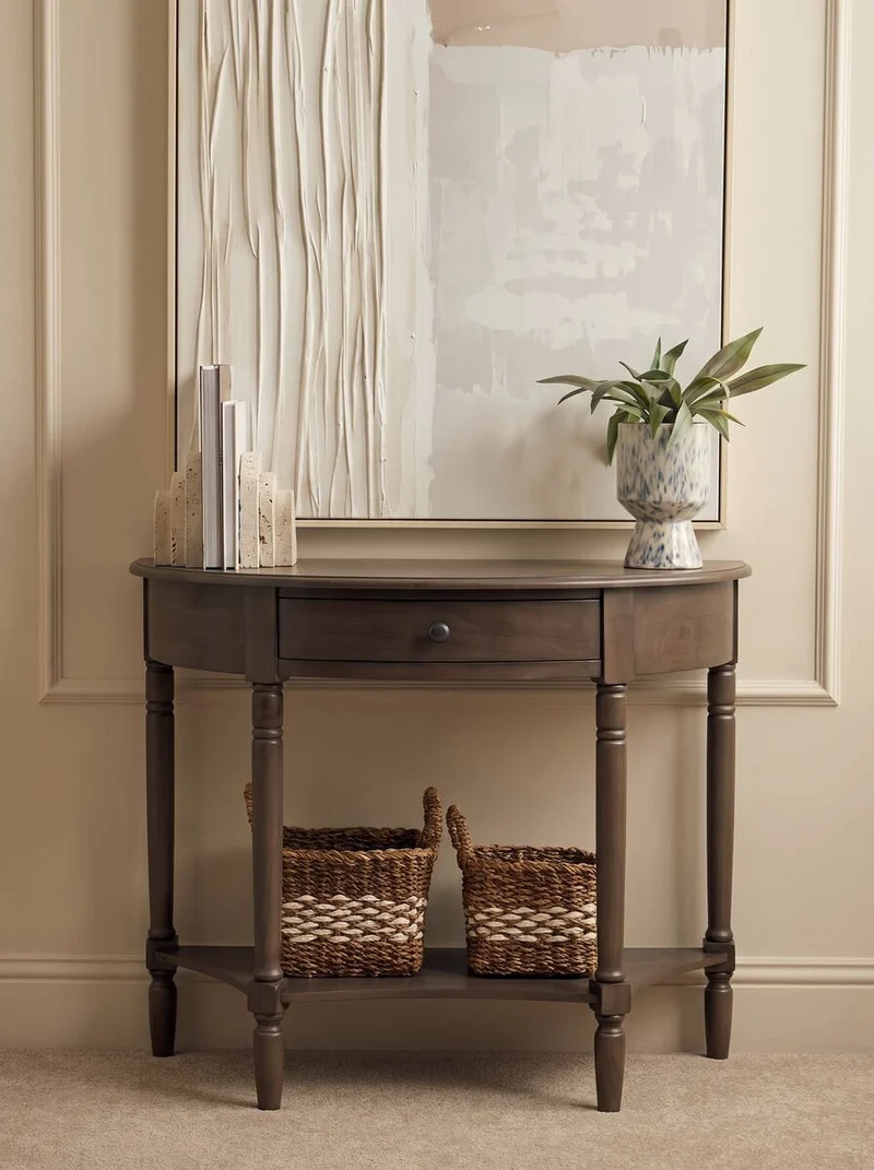 Heritage Dark Brown One Drawer Wooden Console Table