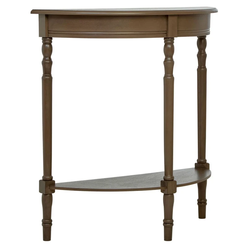 Heritage Dark Brown Half Moon Wooden Console Table