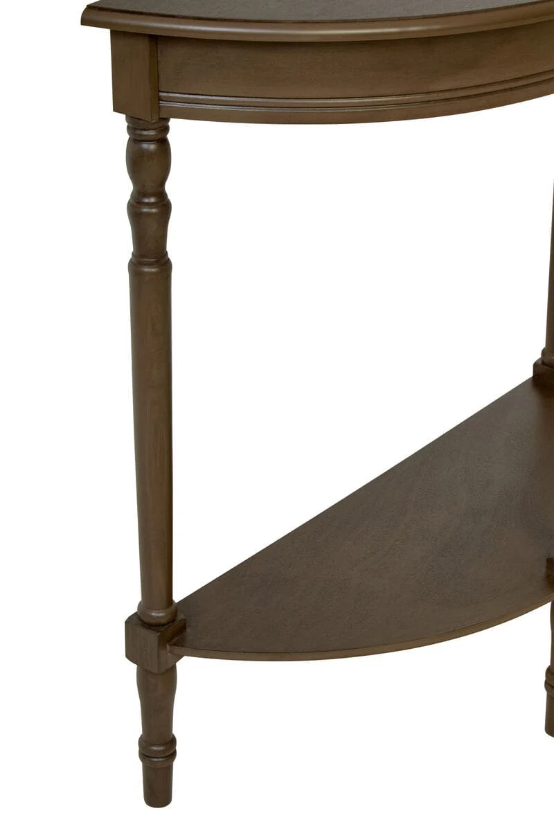 Heritage Dark Brown Half Moon Wooden Console Table