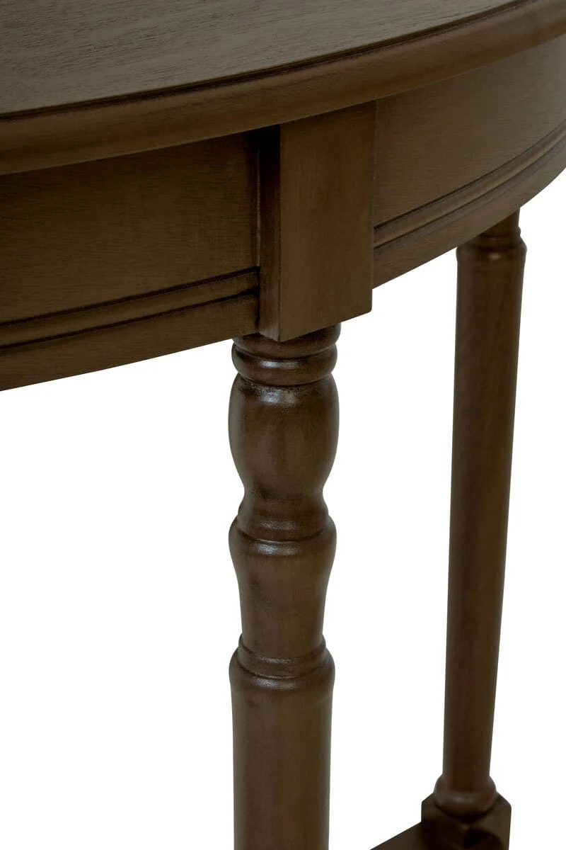 Heritage Dark Brown Half Moon Wooden Console Table