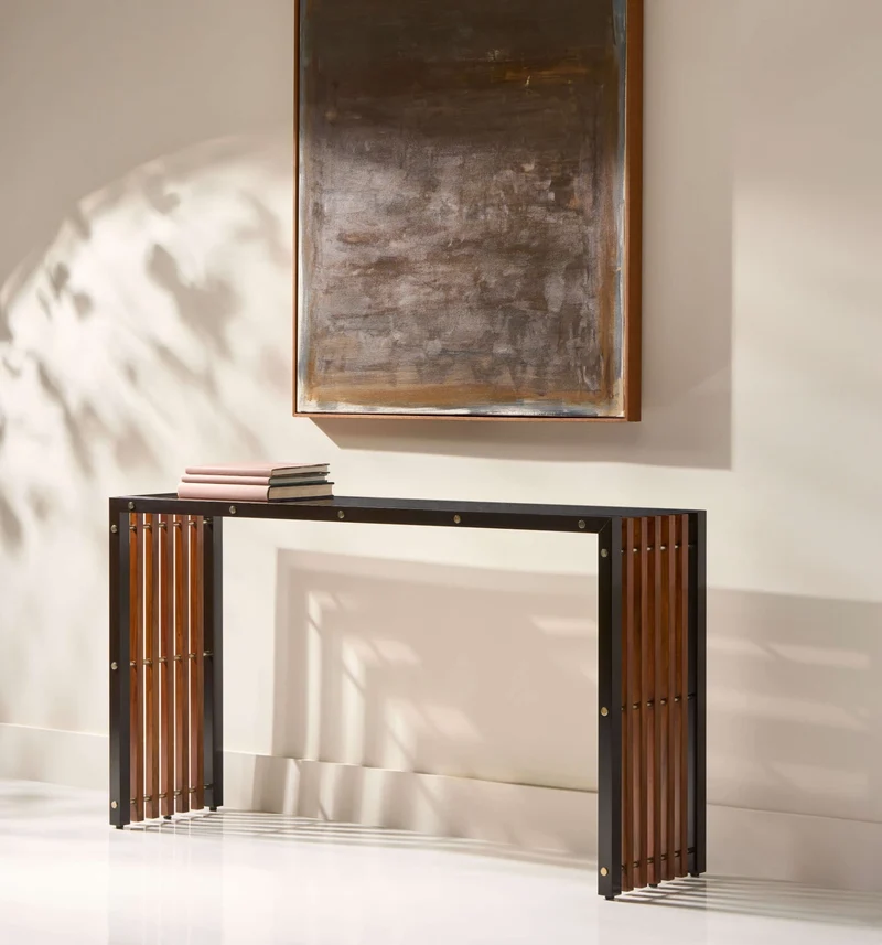 Pinstripe Dark Console Table