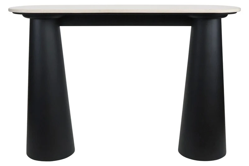 Waris Cream Marble Top and Black Mango Wood Console Table