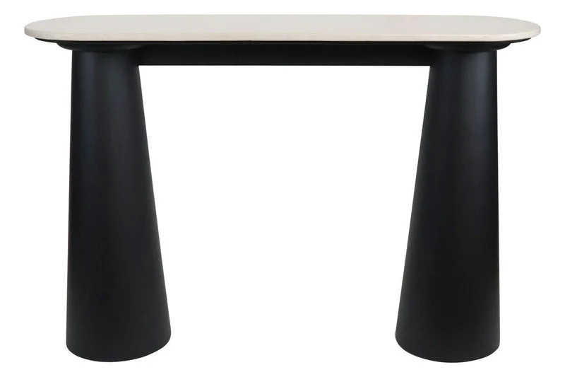 Waris Cream Marble Top and Black Mango Wood Console Table