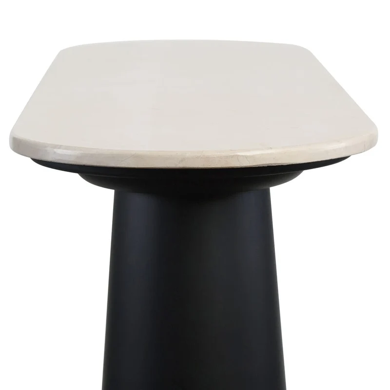 Waris Cream Marble Top and Black Mango Wood Console Table