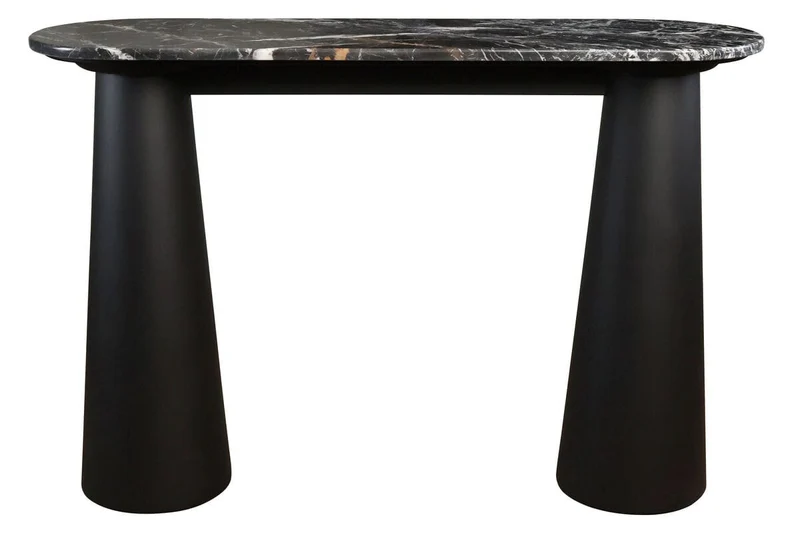 Waris Black and White Marble Top Console Table with Mango Wood Legs