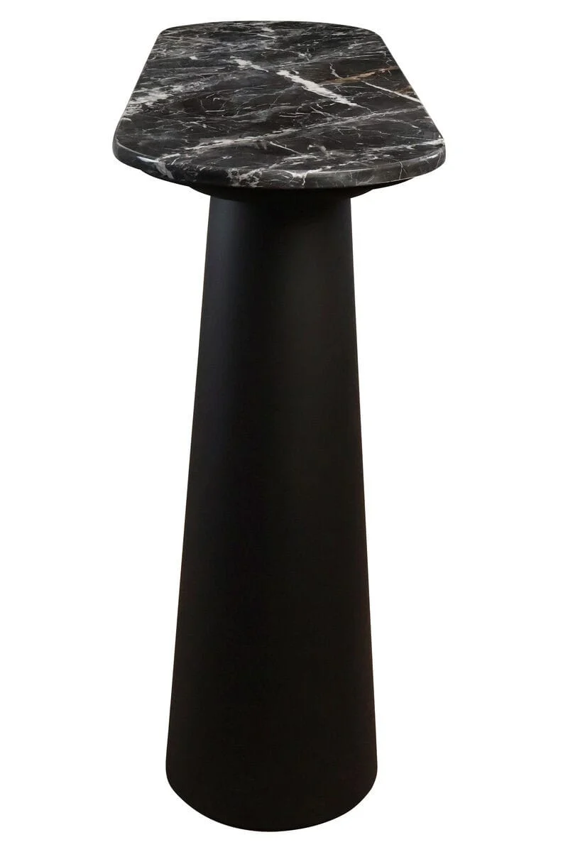 Waris Black and White Marble Top Console Table with Mango Wood Legs