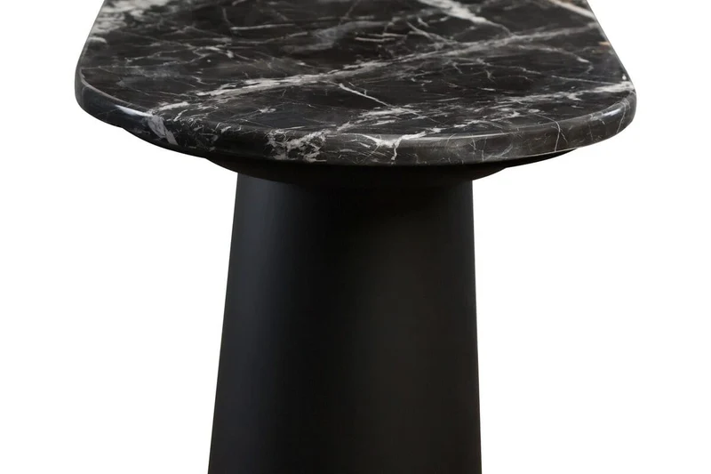 Waris Black and White Marble Top Console Table with Mango Wood Legs