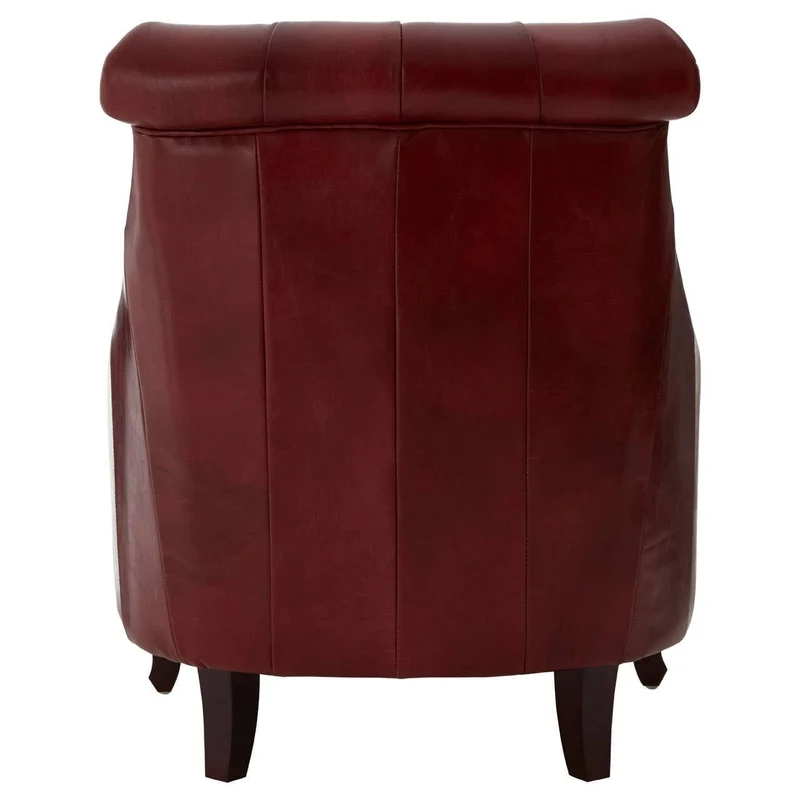 Victor Deep Red Leather Lounge Chair with Tufted Back
