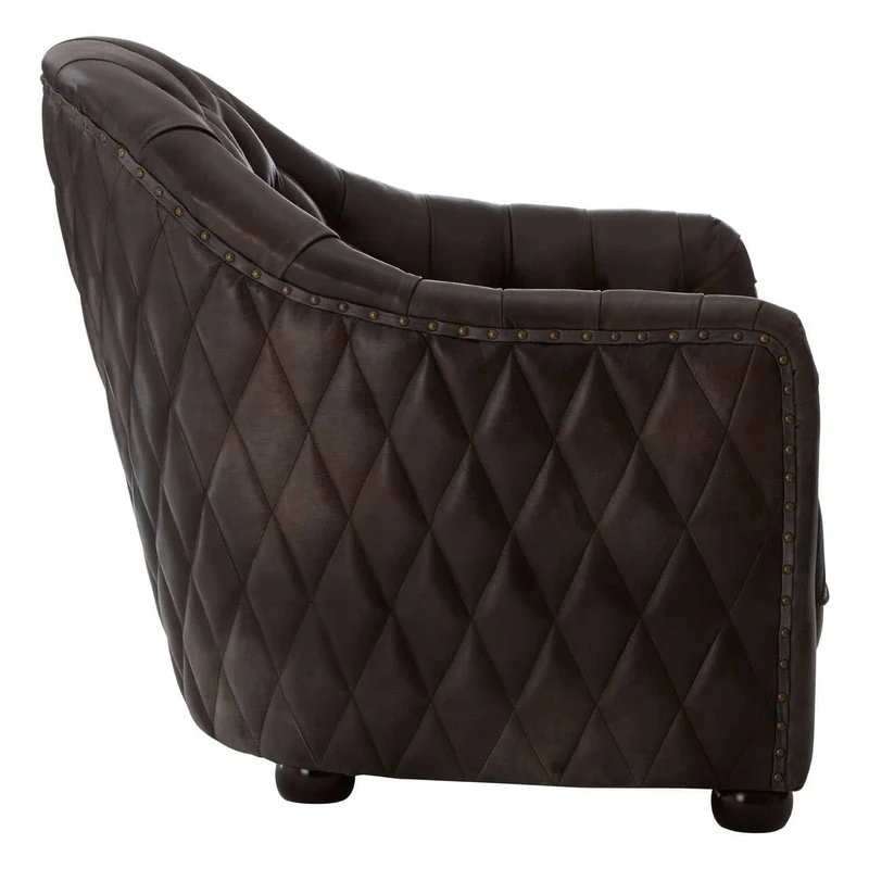 Victor Dark Grey Brown Leather Tub Chair
