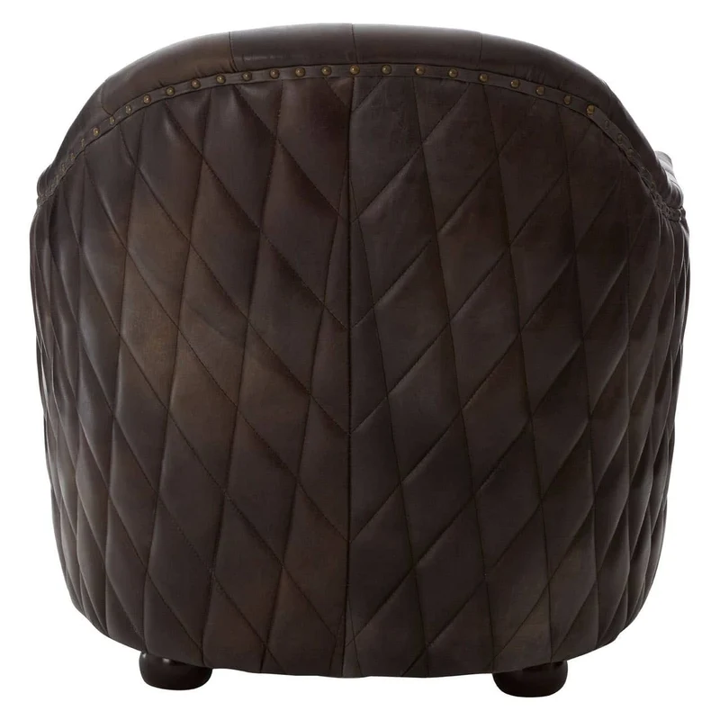 Victor Dark Grey Brown Leather Tub Chair