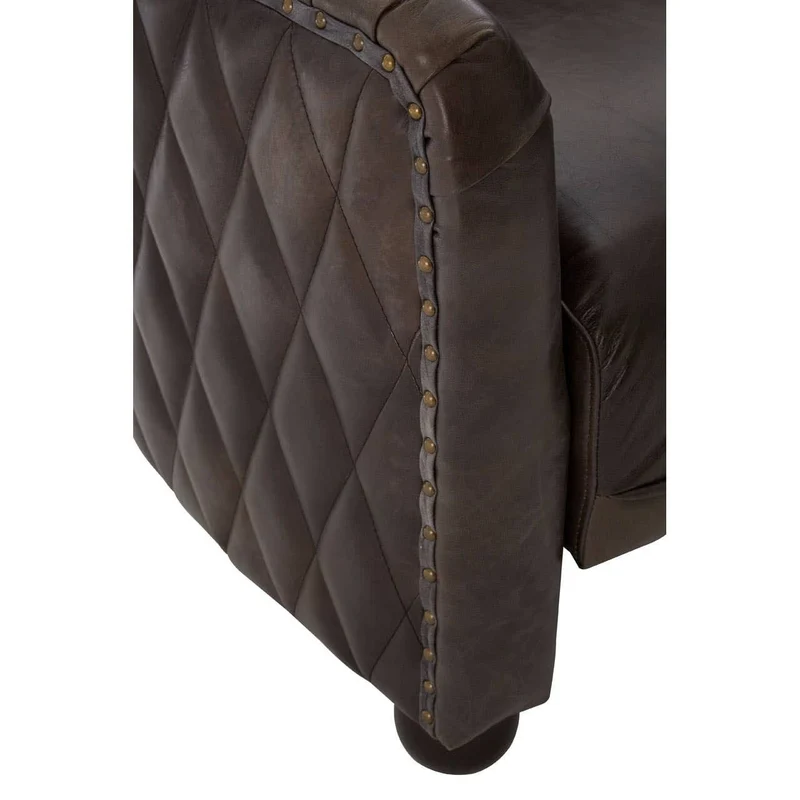 Victor Dark Grey Brown Leather Tub Chair