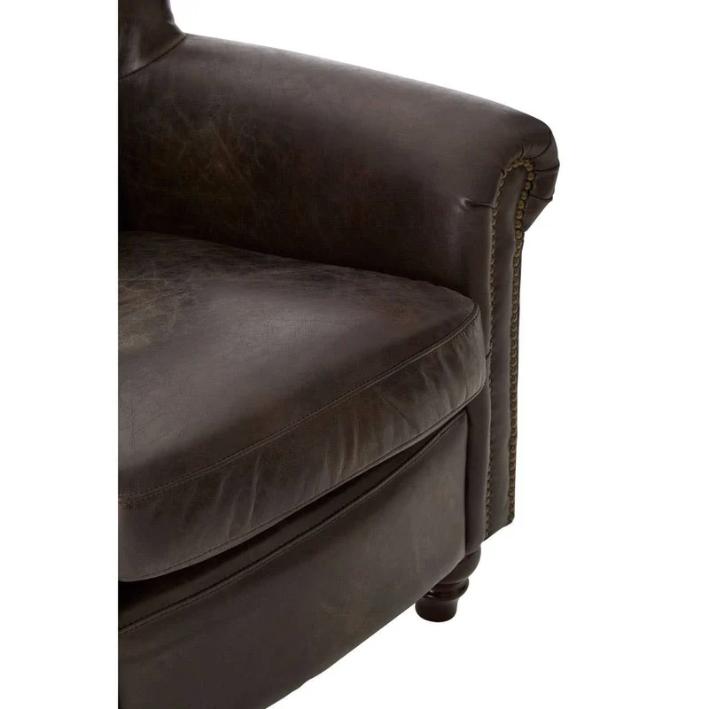 Victor Dark Grey Brown Leather Armchair