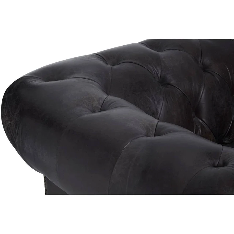 Victor Dark Grey Brown Leather Chesterfield Chair
