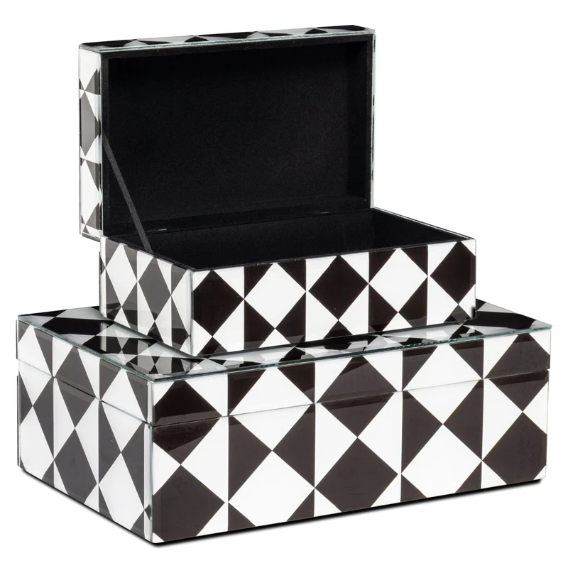 Storage box Silas black/white large | OUTLET