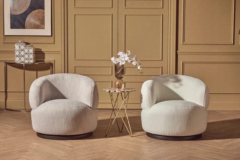 Bordo Textured Grey Curved Swivel Chair