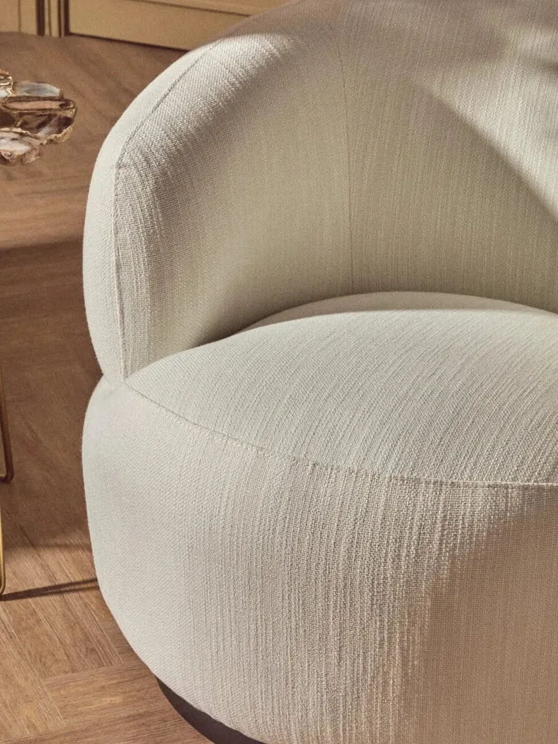 Bordo Textured Cream Curved Swivel Chair