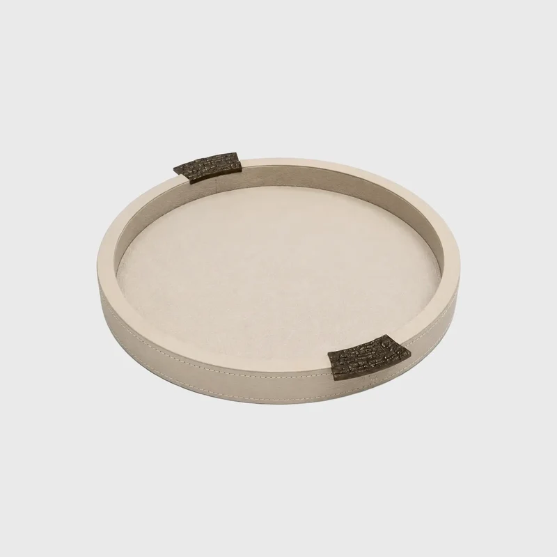 Wode Round Tray Pumice Leather