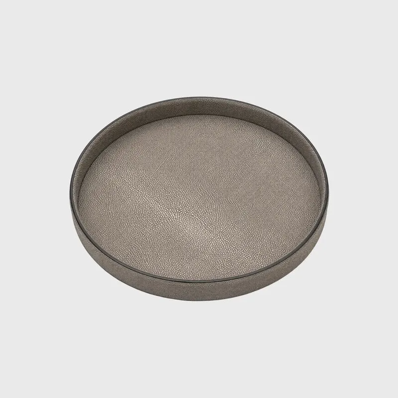 Selvedge Round Tray Grey Shagreen
