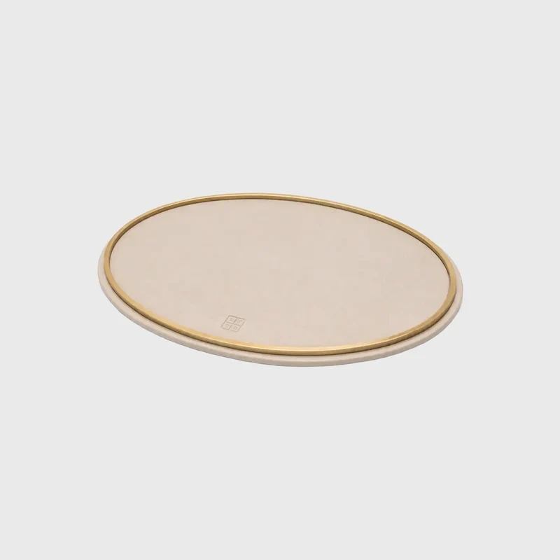 Oval Tray Metal Trim Pumice