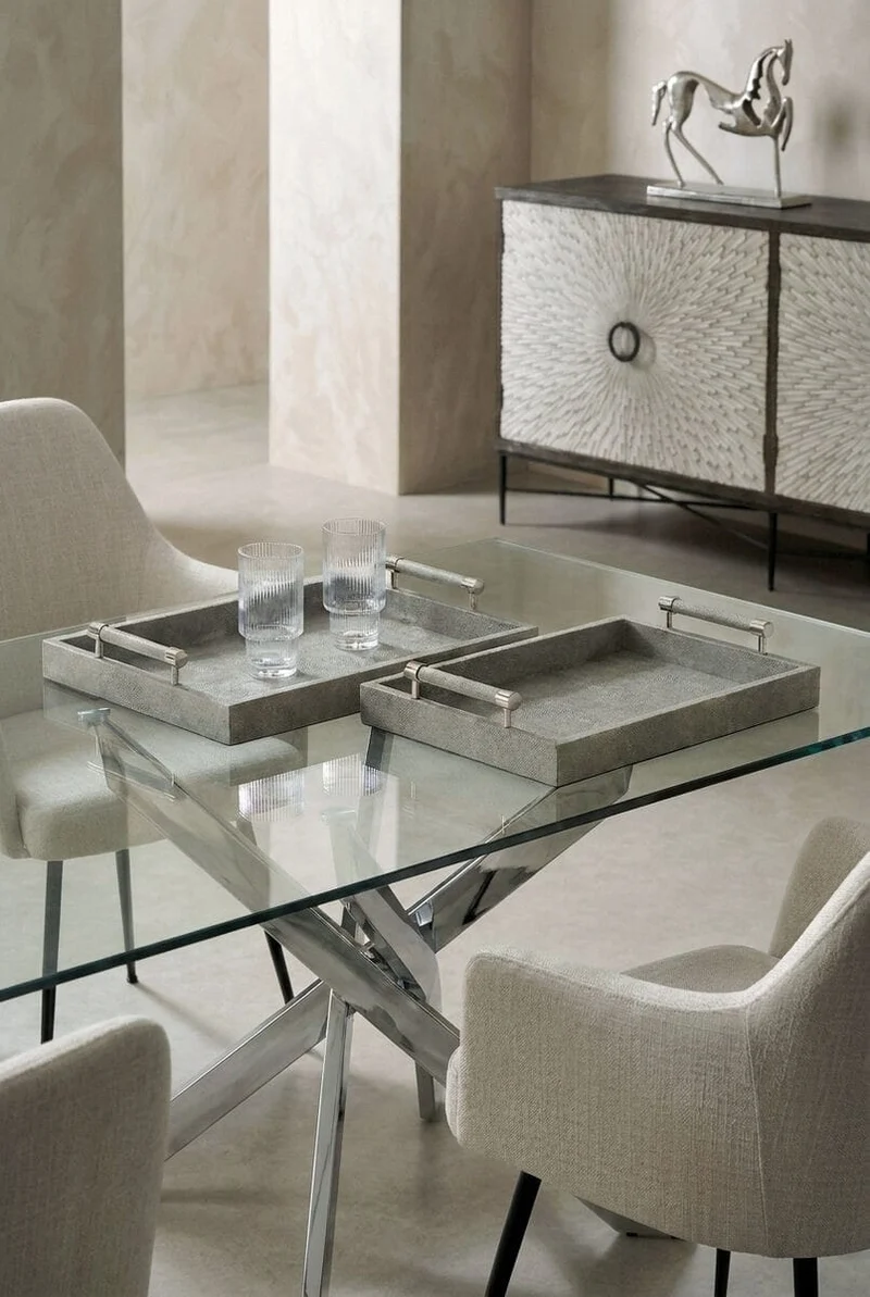 Cardona Set of Two Grey Shagreen Effect Trays