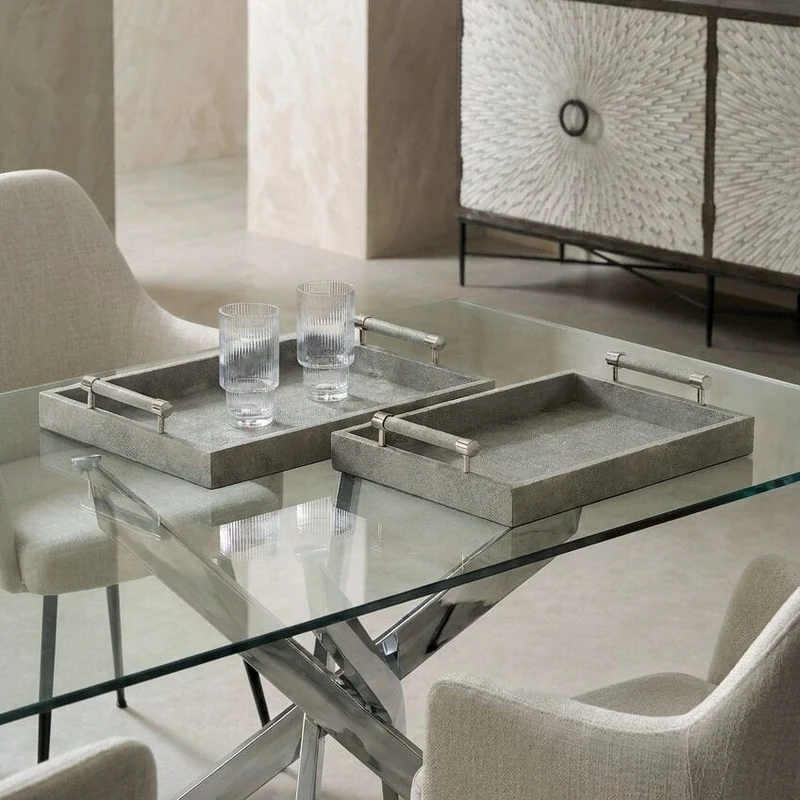Cardona Set of Two Grey Shagreen Effect Trays