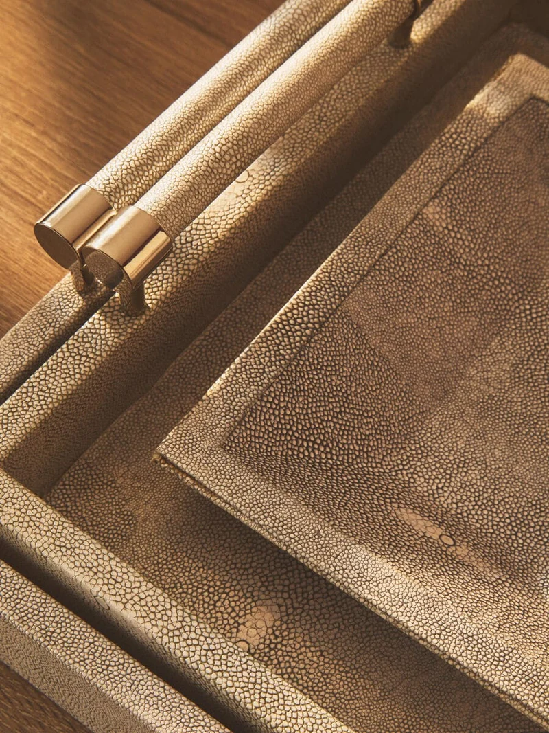 Cardona Set of Two Grey Shagreen Effect Trays