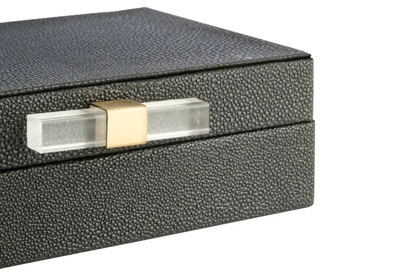 Cardona Set of Two Black Shagreen Effect Trinket Boxes