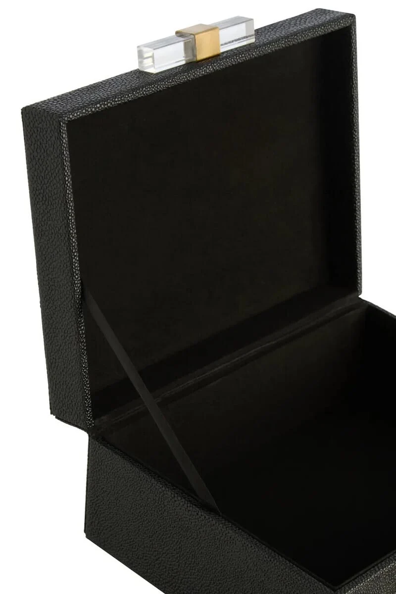 Cardona Set of Two Black Shagreen Effect Trinket Boxes