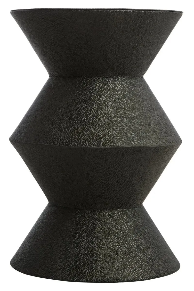 Cardona Black Shagreen Effect Side Table