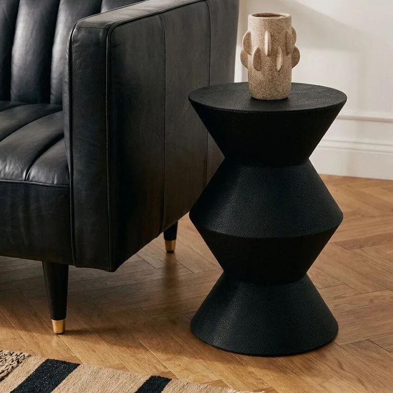 Cardona Black Shagreen Effect Side Table