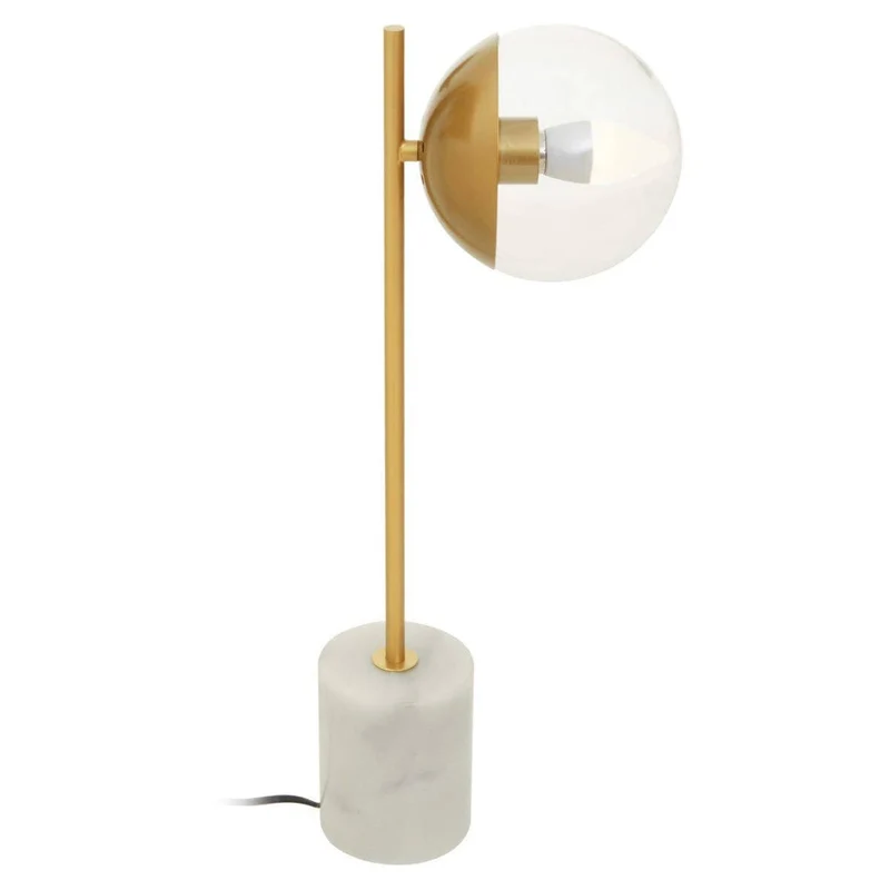 Revive Gold Finish Metal Table Lamp with White Marble Base