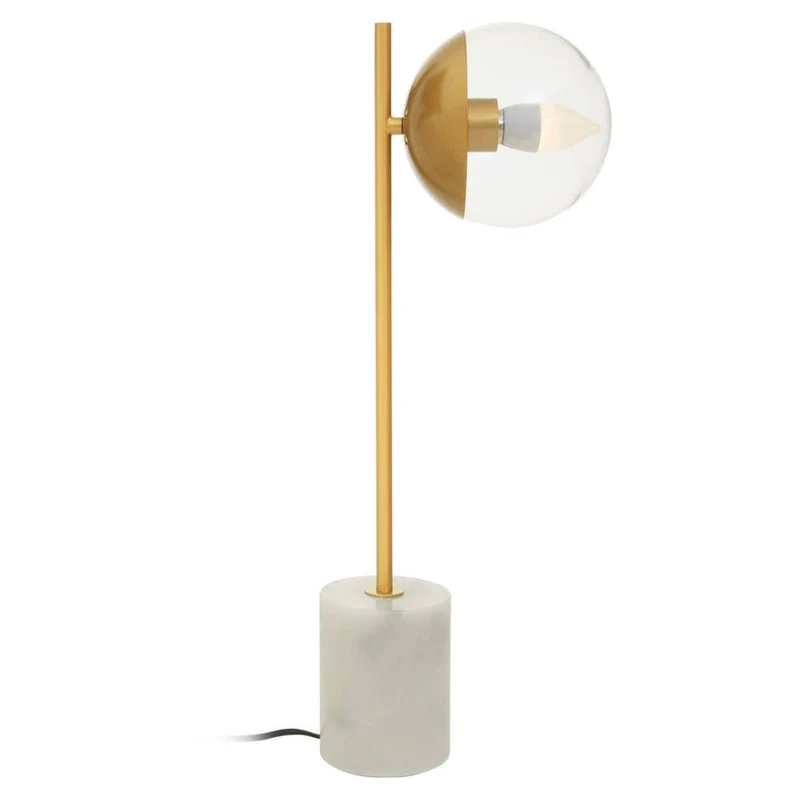 Revive Gold Finish Metal Table Lamp with White Marble Base