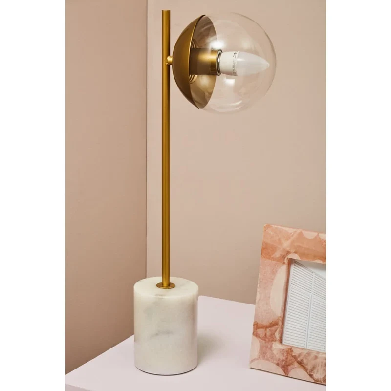 Revive Gold Finish Metal Table Lamp with White Marble Base