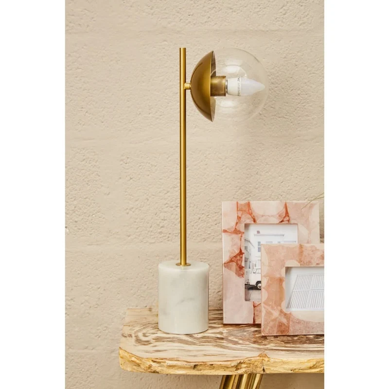 Revive Gold Finish Metal Table Lamp with White Marble Base