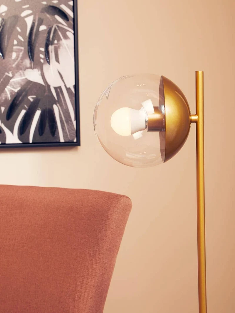 Revive Gold Finish Metal Table Lamp with White Marble Base