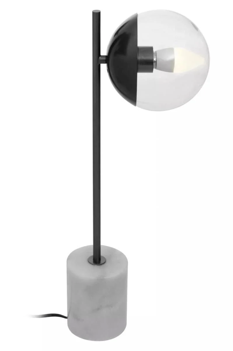 Revive Black Finish Metal Table Lamp with Marble Base