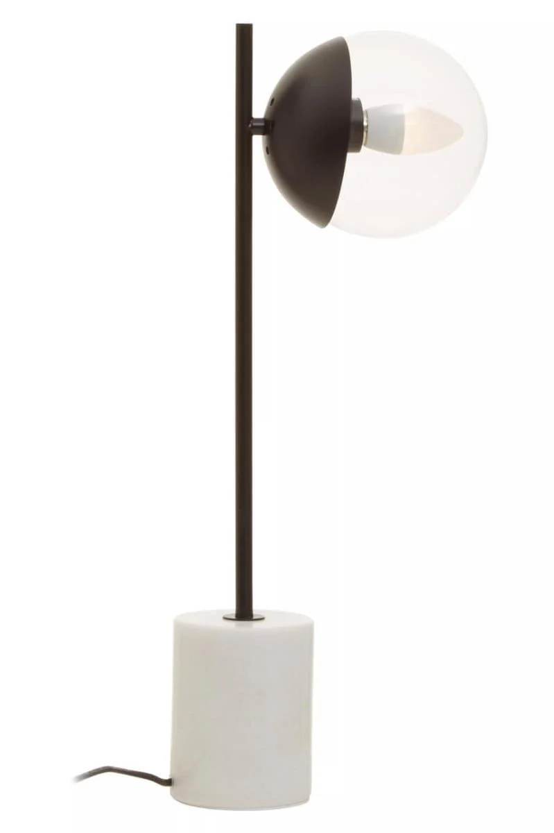 Revive Black Finish Metal Table Lamp with Marble Base