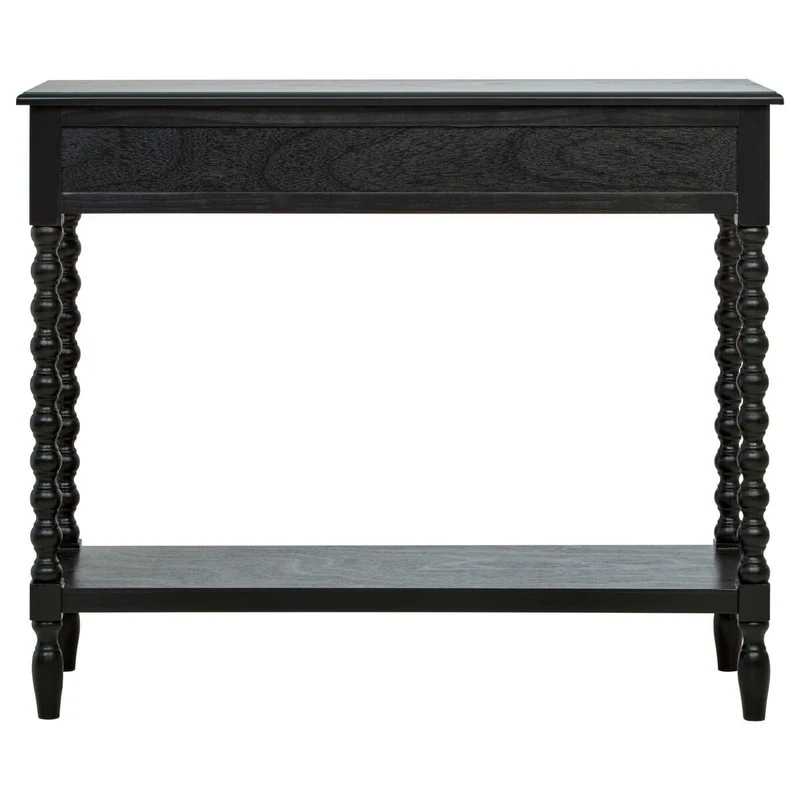 Heritage Two Drawer Bobble Detail Black Wooden Console Table