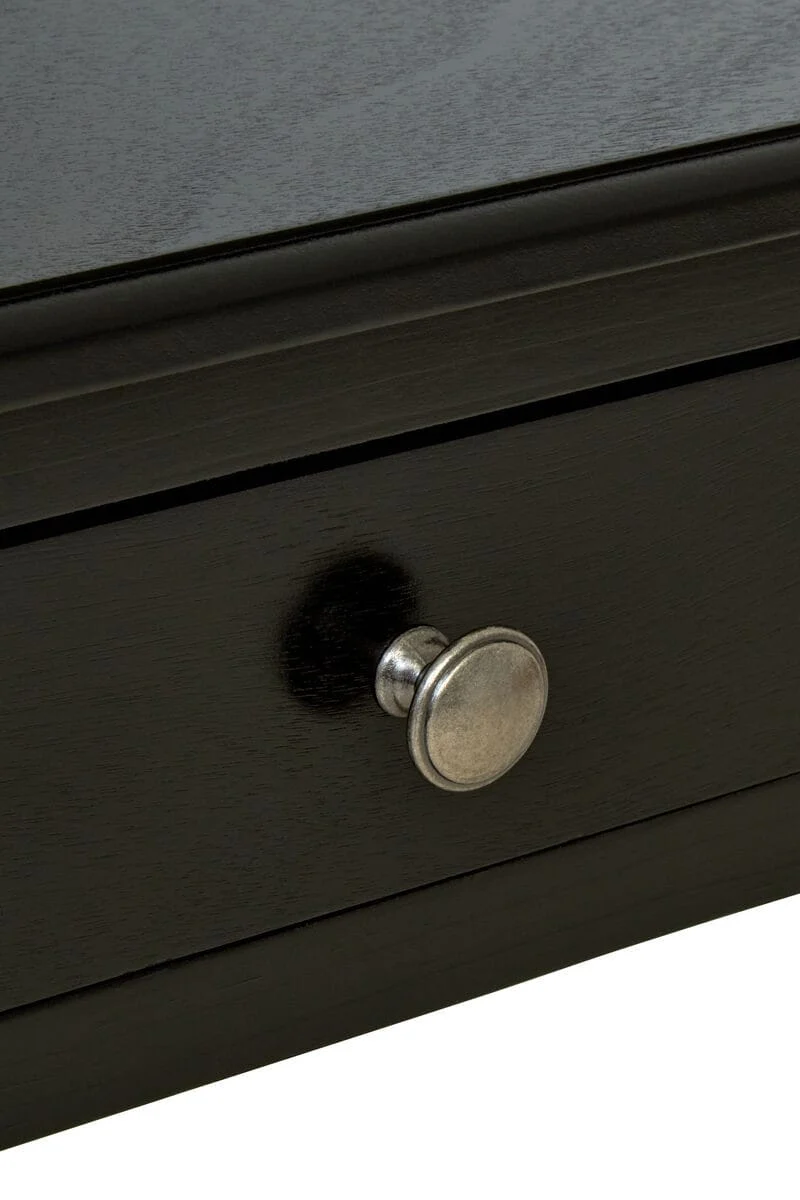 Heritage Two Drawer Bobble Detail Black Wooden Console Table