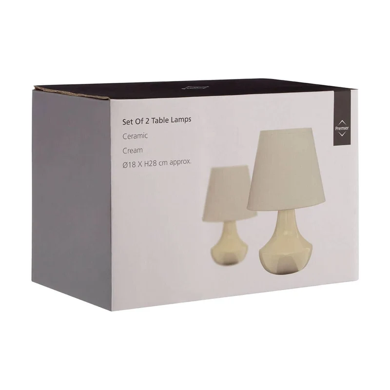 Globo Set of Two Cream Ceramic Table Lamps
