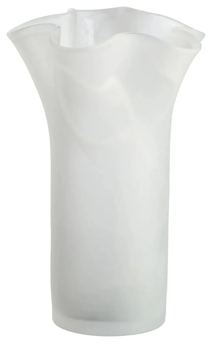 Galene Fluted White Glass Vase