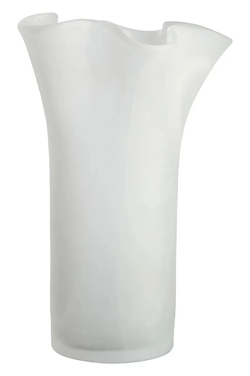 Galene Fluted White Glass Vase