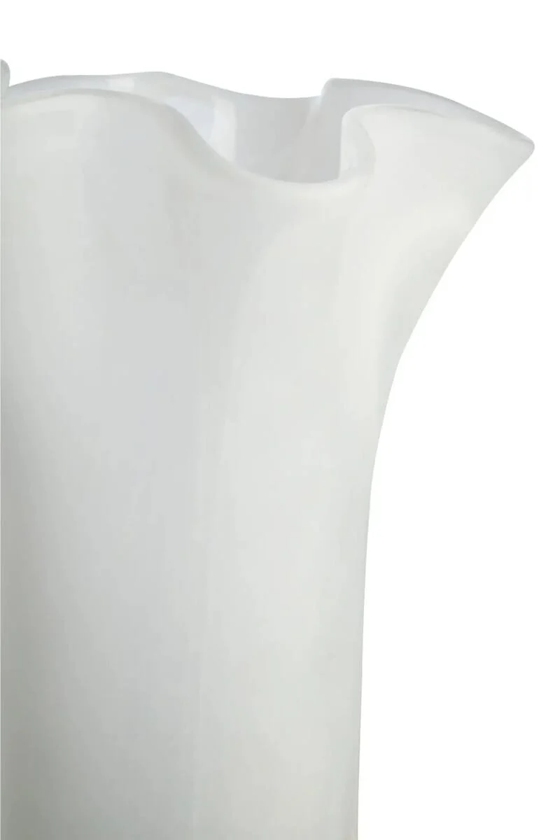 Galene Fluted White Glass Vase