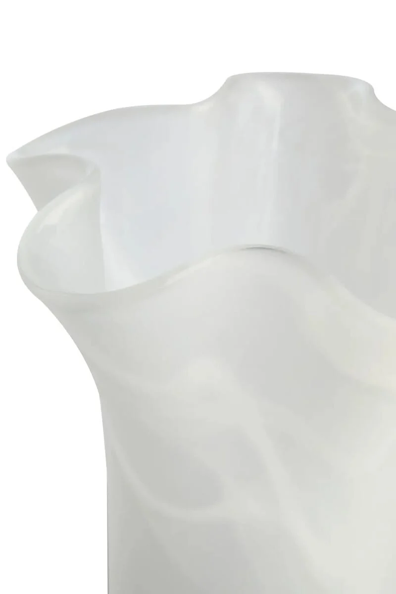 Galene Fluted White Glass Vase