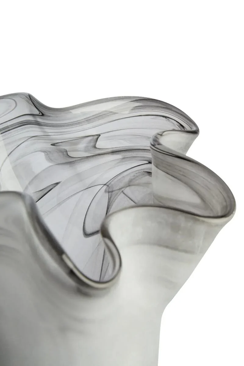 Galene Fluted Grey Glass Vase