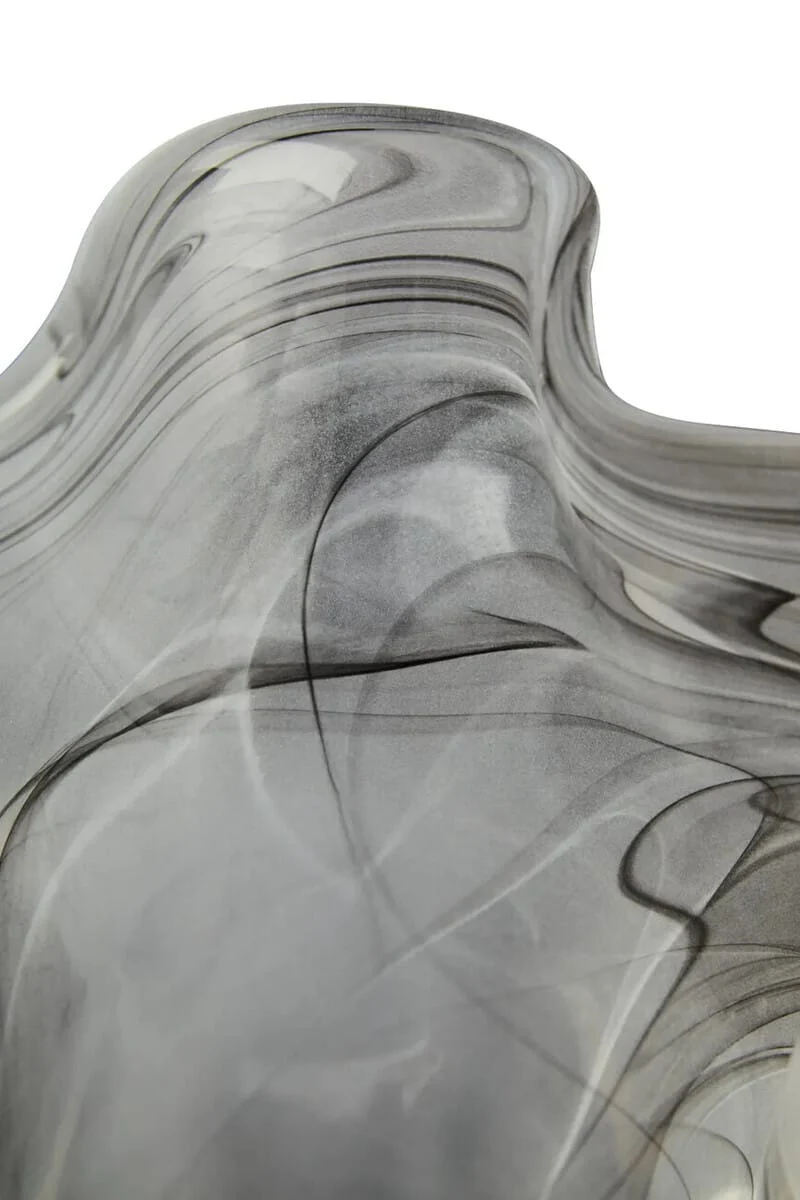 Galene Fluted Grey Glass Vase